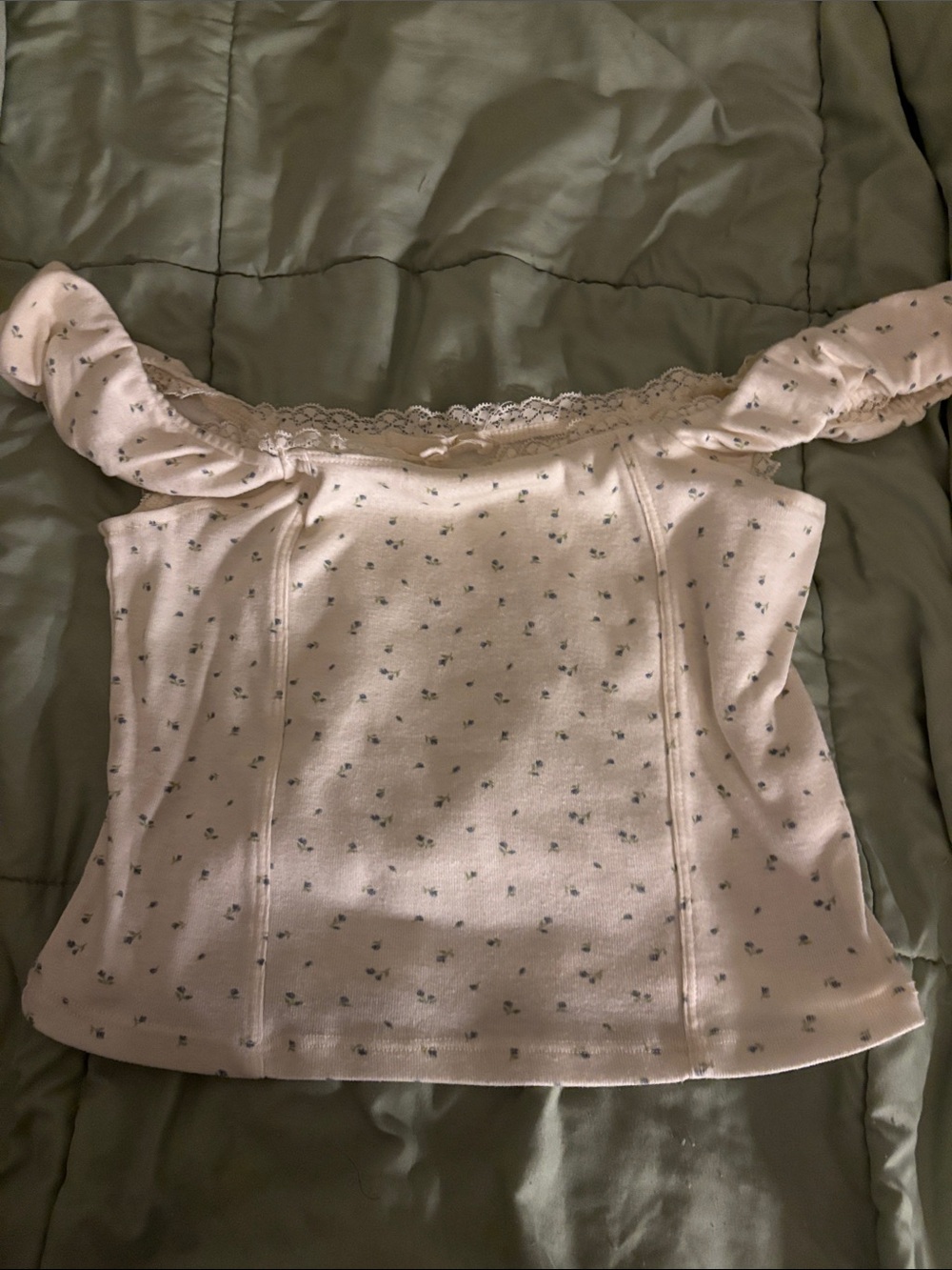 Off-Shoulder Cream Floral Print Women's Top